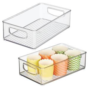 iDesign Stackable Clear Pantry Bins with Handles