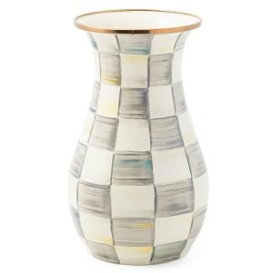 MACKENZIE-CHILDS Tall Gray-and-White Enamel Vase