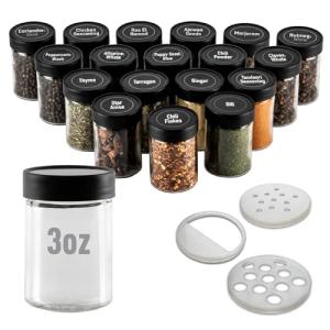 AllSpice 18-Pack 3oz Glass Spice Jars