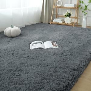 Fluffy 5x7 Grey Shag Area Rug for Bedrooms