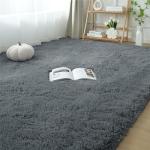 Fluffy 5x7 Grey Shag Area Rug for Bedrooms