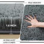 Fluffy 5x7 Grey Shag Area Rug for Bedrooms