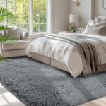 Fluffy 5x7 Grey Shag Area Rug for Bedrooms