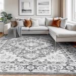 Boho Floral Area Rug for Living Room 8x10