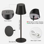 Rechargeable Cordless Black Table Lamp - 2 Pack