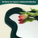 Emerald Green Wavy Wall Mirror for Home Decor