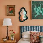 Emerald Green Wavy Wall Mirror for Home Decor