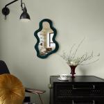 Emerald Green Wavy Wall Mirror for Home Decor