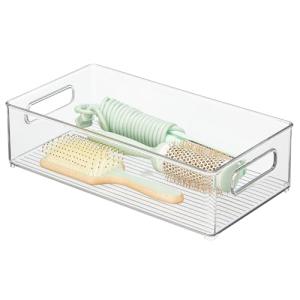Clear Stackable Bathroom Storage Bin with Handles