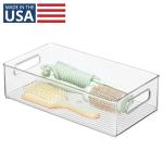 Clear Stackable Bathroom Storage Bin with Handles