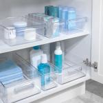 Clear Stackable Bathroom Storage Bin with Handles