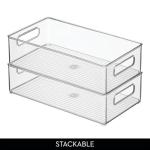 Clear Stackable Bathroom Storage Bin with Handles