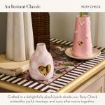 MACKENZIE-CHILDS Pink & White Heart Flower Vase
