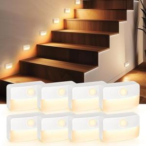8 Pack Battery Operated Motion Sensor Stair Lights