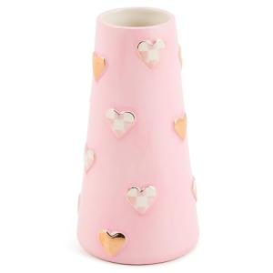 MACKENZIE-CHILDS Pink and White Heart Vase