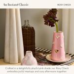 MACKENZIE-CHILDS Pink and White Heart Vase