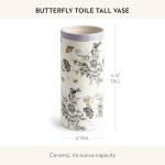 MACKENZIE-CHILDS Tall Butterfly Toile Ceramic Vase