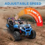 Qaba 24V 2 Seater Ride on Car, Electric Off-Road UTV Truck w/Parent Remote Control, Music, Lights, Ride on Toy for Kids Ages 3-8, Blue