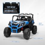 Qaba 24V 2 Seater Ride on Car, Electric Off-Road UTV Truck w/Parent Remote Control, Music, Lights, Ride on Toy for Kids Ages 3-8, Blue