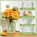 2-Pack Green Fluted Glass Vases with Gold Tops