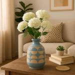 Ceramic Half Circle Vase - Blue and Tan