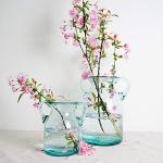 Elegant Bluish Glass Vase with Double Ears
