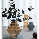 A&B Home Amber Fluted Decorative Glass Vase