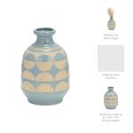 Ceramic Half Circle Vase - Blue and Tan