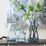 Elegant Bluish Glass Vase with Double Ears