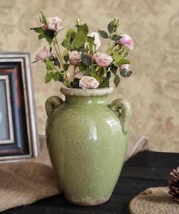 8 Inch Vintage Ceramic Rustic Flower Vase