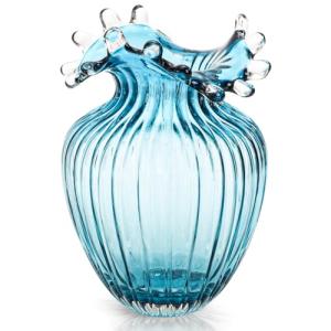 ZAVOOS Modern Hand Blown Blue Glass Vase