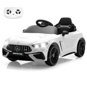 Licensed Mercedes-Benz Kids Electric Car by TOBBI, Children Ride On Toy, Battey-Powered Vehicle with Parental Remote Control/Soft Start/3 Speeds/Horn & LED for Toddlers Ages 3-6 Years-White