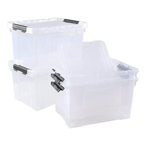 Drephia 4 Pack Clear Plastic Storage Bins with Wheels