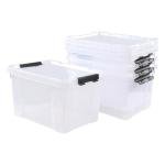 Drephia 4 Pack Clear Plastic Storage Bins with Wheels