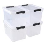 Drephia 4 Pack Clear Plastic Storage Bins with Wheels