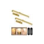 EZVALO Picture Lights for Wall, 13in Wireless Rechargeable 4000mAh LED Art Lights with Remote, Dimmable 3 Color Temps Painting Lights for Gallery, Living Room, Hallway (Gold, 2 Pack)