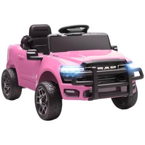 Qaba Pink Dodge RAM 3500 Kids Ride-On Car