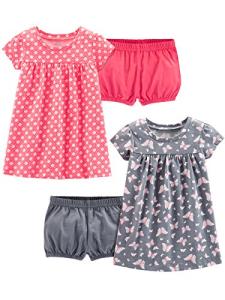 Carter's Baby Girl 2-Pack Dress Set, Pink/Grey