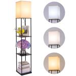 Modern Floor Lamp with Shelves and Color Bulb