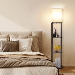 Modern Floor Lamp with Shelves and Color Bulb
