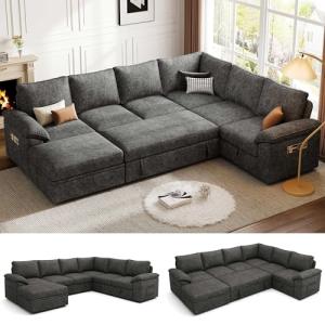 108-Inch U-Shaped Sleeper Sofa with Storage