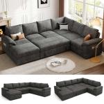 108-Inch U-Shaped Sleeper Sofa with Storage