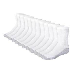 Hanes Boys Double Tough Cushioned Crew Socks 12-Pack