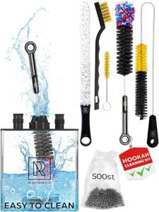 Hookah Cleaning Kit - 5 Brushes & 500 Stainless Steel Cleaning Beads - Premium Hookah Accessories for Shisha Cleaning