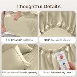 California Design Den Queen Sheet Set - Soft 400 Thread Count Sateen, Natural 100% Cotton Sheets with Deep Pockets, Cooling and Durable Bedding Set - Beige (Golden Tone)