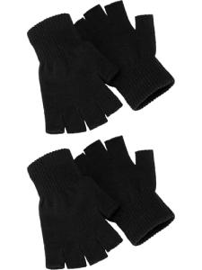 Satinior 2 Pairs Knit Fingerless Winter Gloves