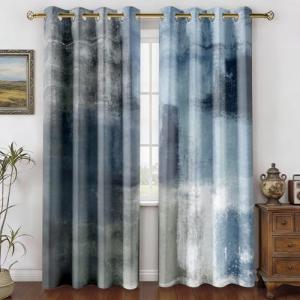 Dusty Blue Geometric Curtains - 2 Panel Set