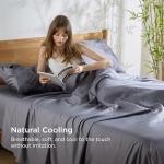 Bedsure Queen Sheet Set, Cooling Sheets for Queen Size Bed Set, Rayon Derived from Bamboo, Breathable & Soft, Deep Pocket Up to 16", Hotel Luxury Silky Bedding for Hot Sleepers, Dark Grey