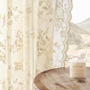Beige Lace Sheer Curtains 72 Inch - 2 Panels