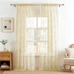 Beige Lace Sheer Curtains 72 Inch - 2 Panels